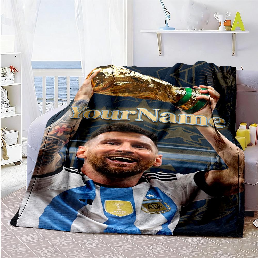 Messi 365 Personalized Name Blanket Lightweight Personalized Blanket Durable Comfort for Nap Office Chair Seaside Office All-Season Use