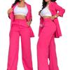 European and American Summer Women clothes Temperament Solid Split Sleeve Lapel Suit Straight Pants Set Women's Pants Suit Women