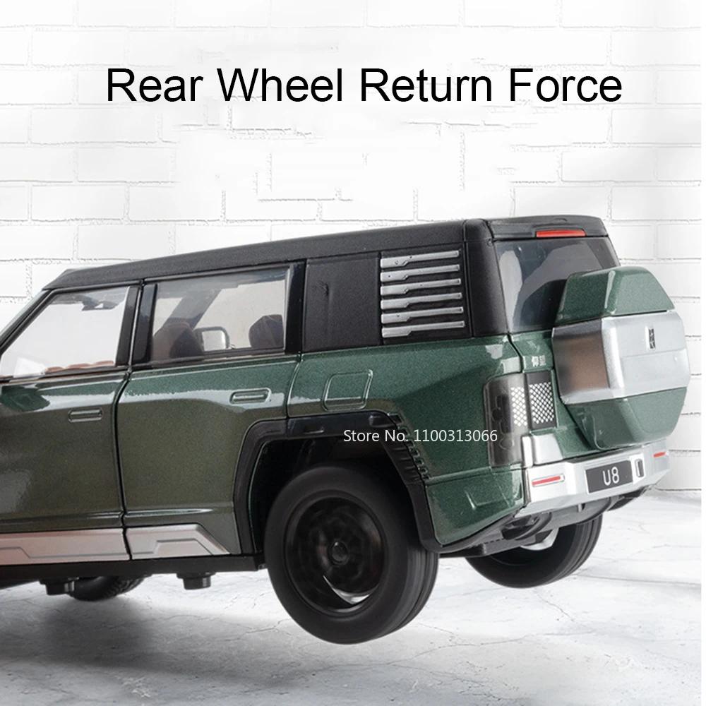 1:24 BYD YANGWANG U8 Spielzeugautos aus Metallguss, Miniatur-SUV mit Rückziehmechanismus, Musik, Licht und Gummireifen – ideales Geschenk für Kinder