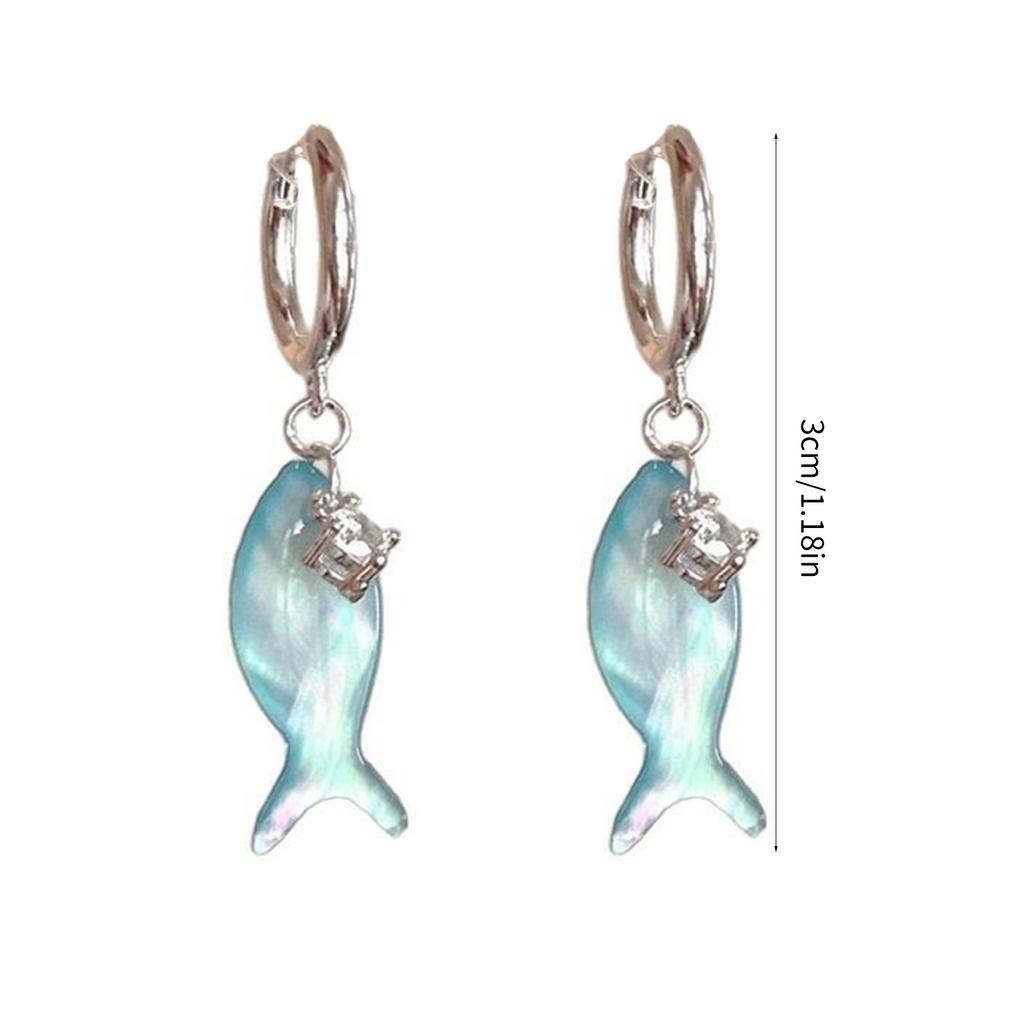 Stylish Blue Fish Pendant Earrings Waterproof Ear Accessories Everyday Wear Dangle Earrings Fashion Jewelry for Women