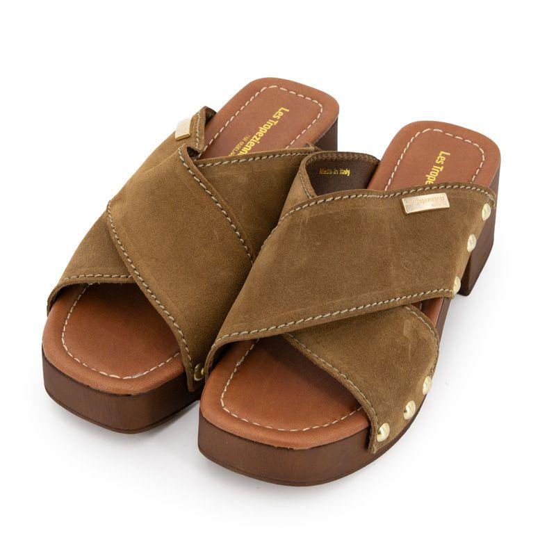 Mules croisées pipa à talons de 6cm avec clous doré Femme LES TROPEZIENNES PAR M.BELARBI