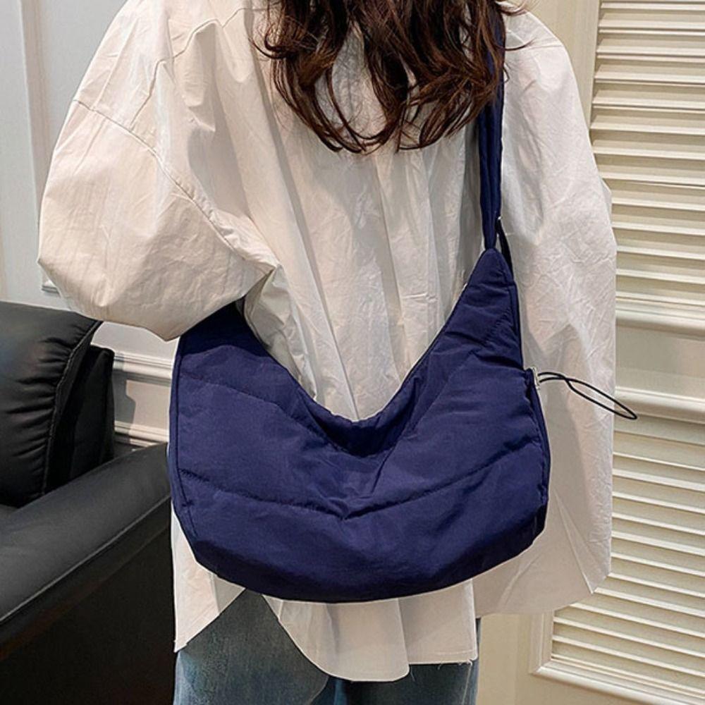 Korean Style Pleated Hand Bag Nylon Fashion Underarm Bag Casual INS Shoulder Bag  Girls
