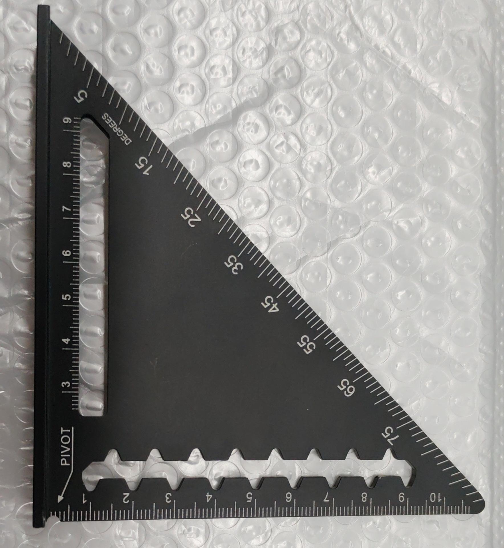 Aluminum Alloy Multi-functional Set Square: 7 , 4 , 12 Right Angle Triangle Woodworking Ruler 4-inch