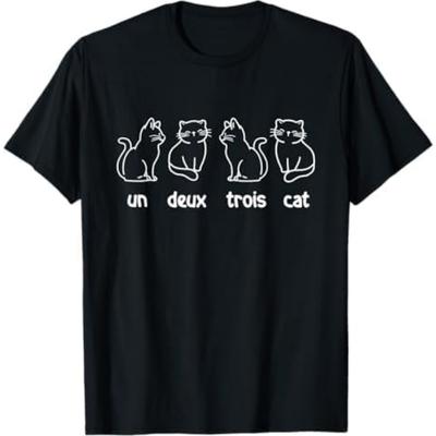 Un Deux Trois Kat - Franse Kattenliefhebber Poes Eigenaar T-shirt PNCAAPT Zwart