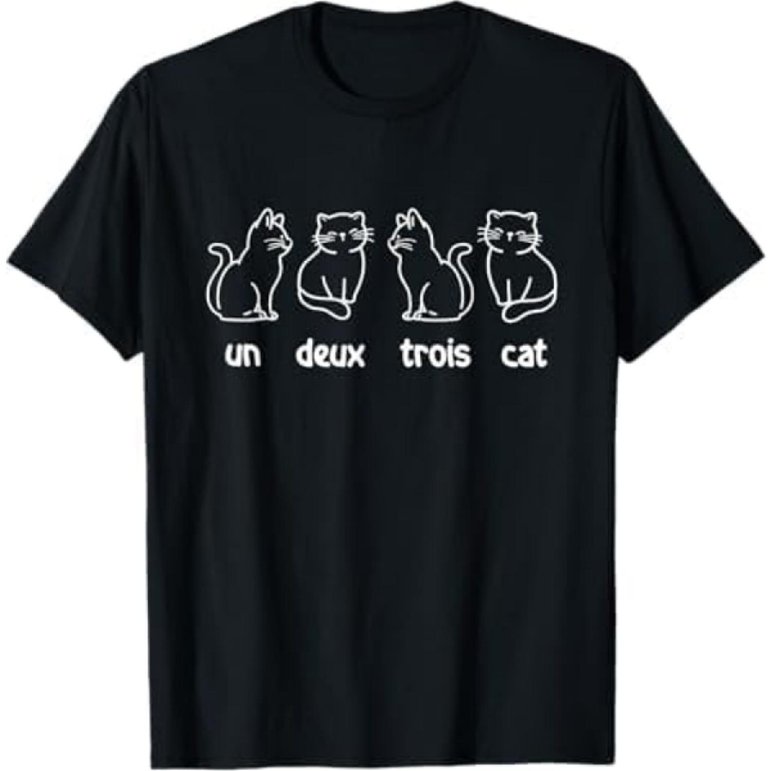 Un Deux Trois Cat - French Cat Lover Kitty Owner T-Shirt PNCAAPT Black XXXXXL разноцветный