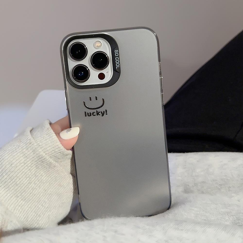Electroplated smiley face iPhone 16 case suitable for 15 Pro Max, 12, Apple 13, high-end feel, 17 shockproof, 14 personalized