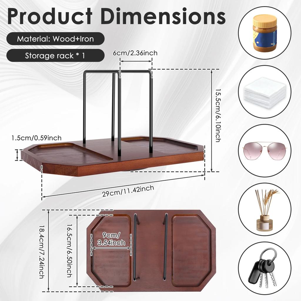 Napkin Holder Metal and Wood Standing Napkin Dispenser with 360° Rotating Storage Base Kitchen Organizer for Counter Decoration