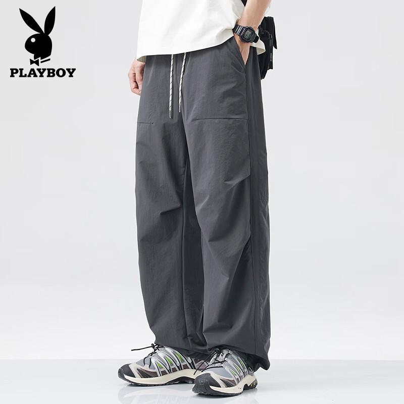 PLAYBOY Men s Ice Silk Loose Fit Cargo Casual Pants XL