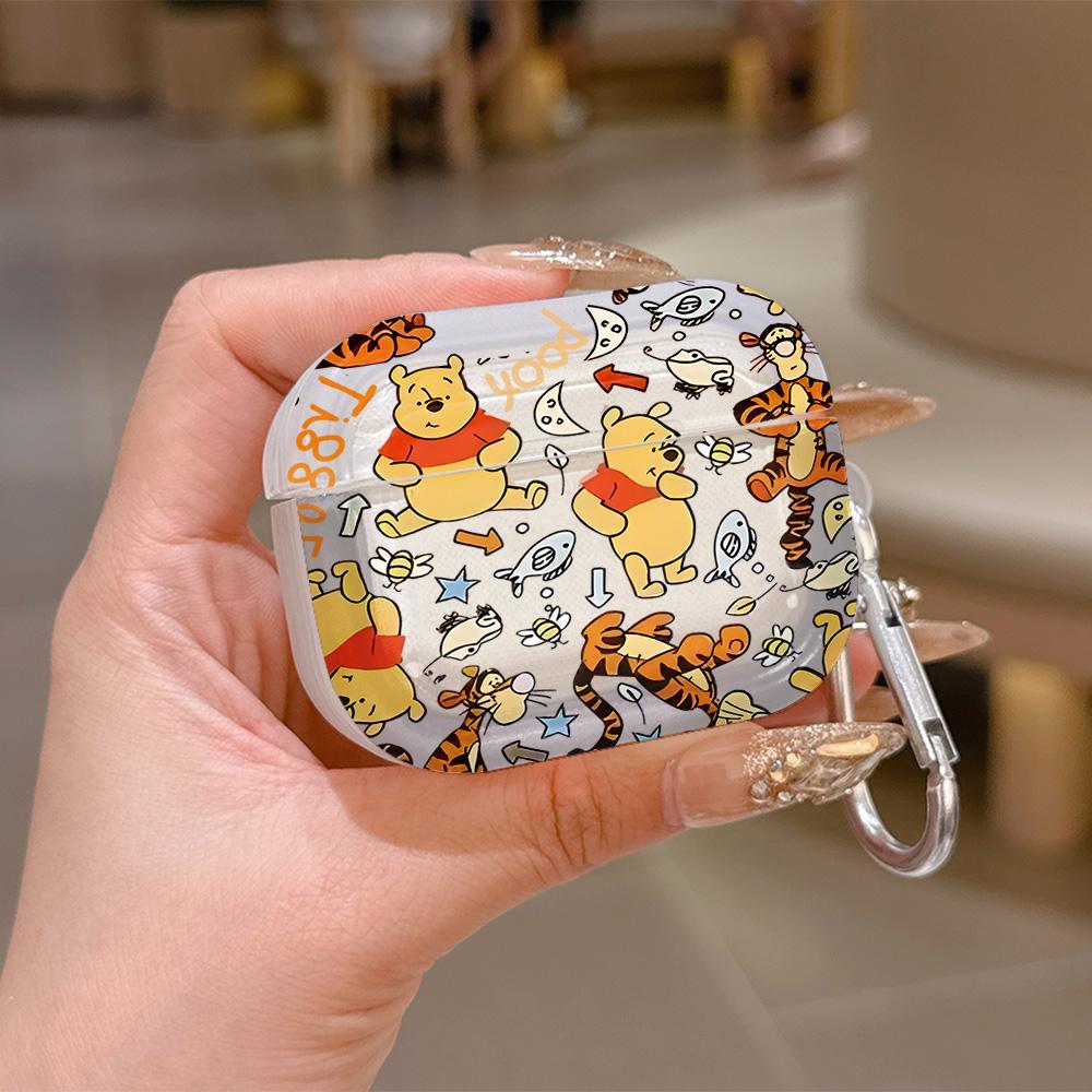 Cartoon Winnies The Poohs Translucent Silicone Case for Airpods 4 3 Pro 2 1 Wireless Earphone Headphone Pro2 Protective Covers