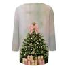 Women's Christmas Print V-Neck Three-Quarter Sleeve Loose Fit Casual Shirt