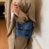 Denim Shoulder Bag Women Fashion Brown Leather Trim Crossbody Tote Bag Casual Everyday Small Handbag