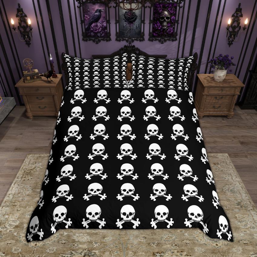 Homewish Set Copripiumino Teschio Scheletro Hippie Set Biancheria da Letto a Tema Halloween Set Copripiumino Animale Spettrale
