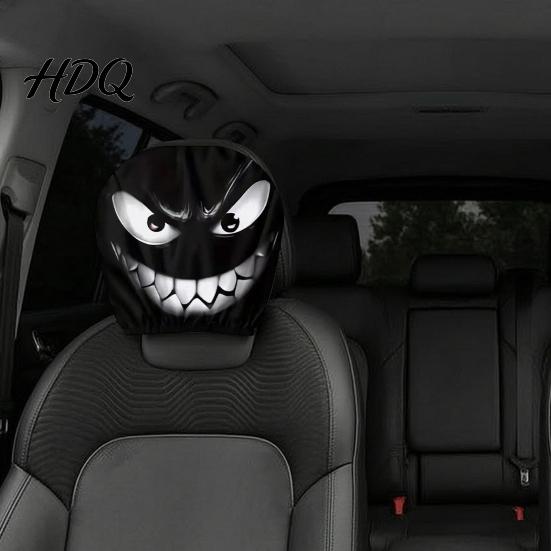 Headrest Cover for SUV Funny Car Covers Spooky Pattern Seat Polyester Protector Protector Universal Breathable Stretchy Interior Accessories