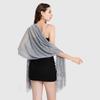 Women Summer Shawl See-through Mesh Thin Tassel Solid Color Soft Decorative Lace Malaysia Women Head Wrap Clothes Accessory