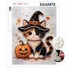 DIY Frameless Pearl Painting Kit Cute Cat Witch Pumpkin Pattern 3D Shiny Bead Art Canvas Relaxing Creative Craft Gift Home Decor