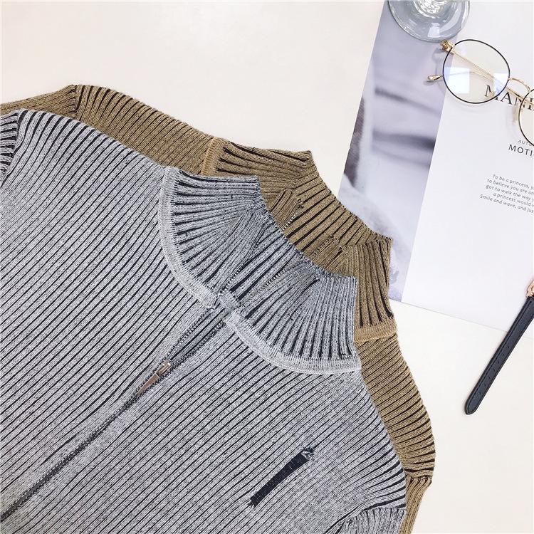 Vintage Zipper Strickjacke Frauen Y2k Ästhetischen Grunge Pullover Jacken Weibliche Harajuku Dünne Gestrickte Mäntel Femme C-246