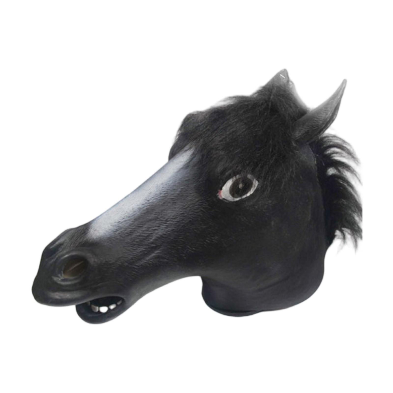 

Маска головы лошади, Головной убор животного, Маска коричневой лошади, Латексная маска, Безопасная и нетоксичная, Подходит для фестивальных вечеринок и розыгрышей One Size чёрный