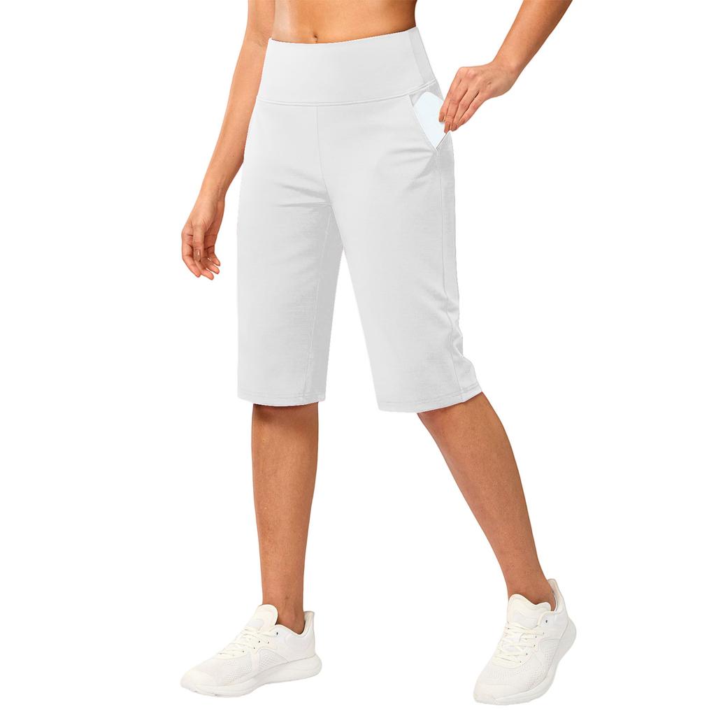 Capris de Yoga de Cintura Alta para Mujer con Bolsillo Bermudas Deportivos Elásticos para Fitness Running Gimnasio Entrenamiento Deportes