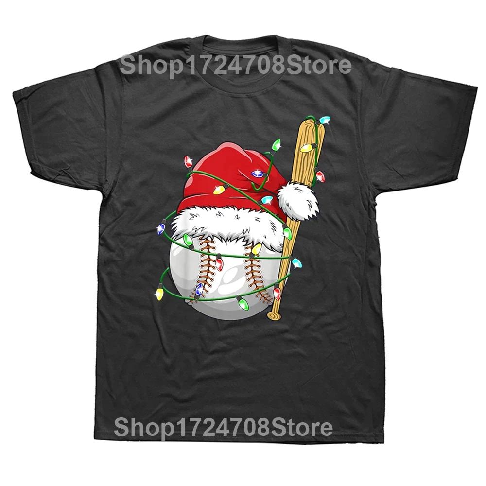 Funny Baseball Player Christmas Santa T Shirt Tee Tops Round Neck ShortSleeve Fashion Tshirt Clothing Casual Basic Tshirts