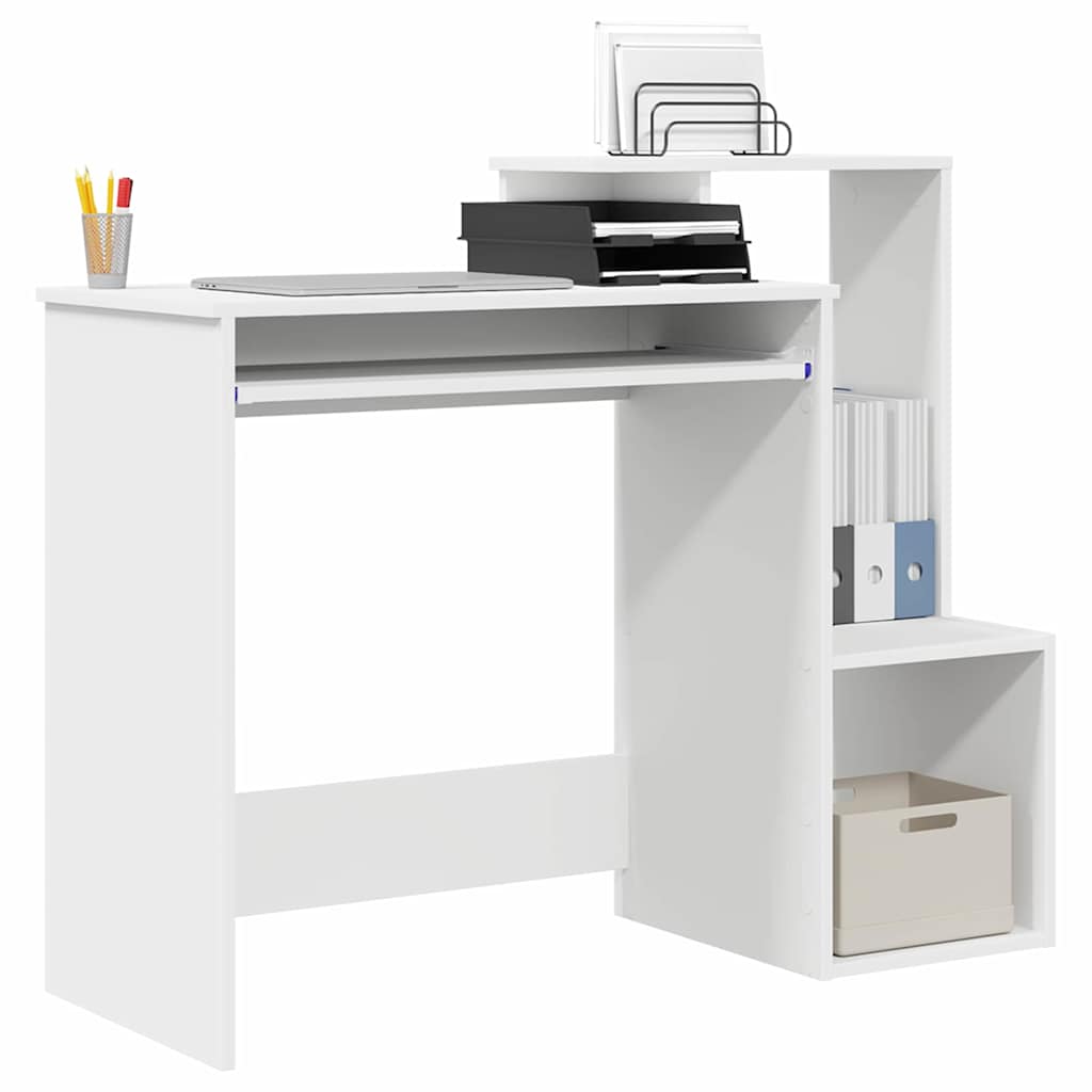 Weißer Schreibtisch mit Regal 106 x 41 x 88,5 cm Spanplatte
