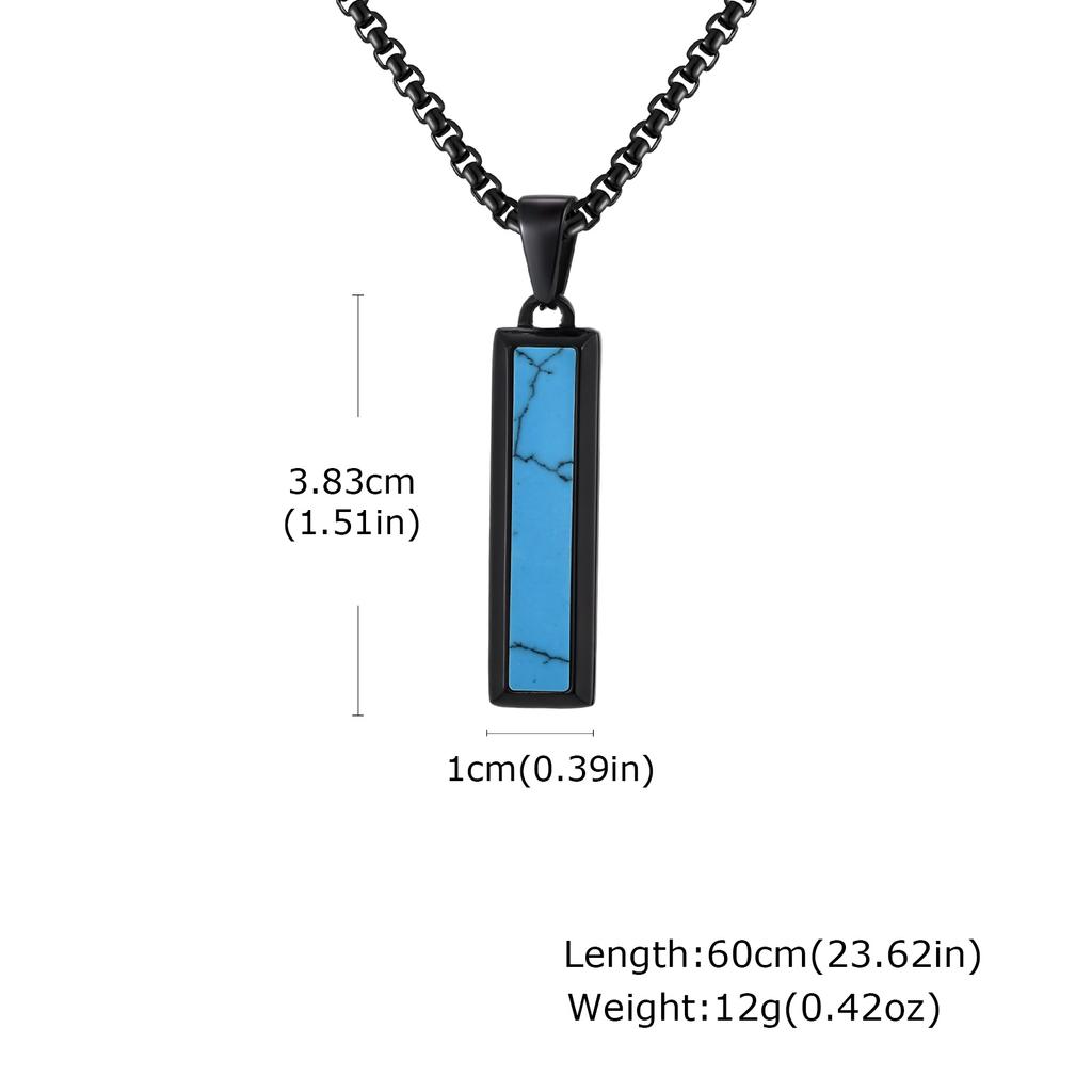 Fashion Retro Geometric Natural Stone Pendant Necklace, Blue Stone Stainless Steel Necklace, Minimalist Vintage Jewelry for Men