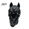 Hardcore BDSM Equipment Unisex Sexy Costumes, Faux Leather Open Mouth Dog Headgear, Full Face Hood for Roleplay Fetish Masks Cosplay And Role
