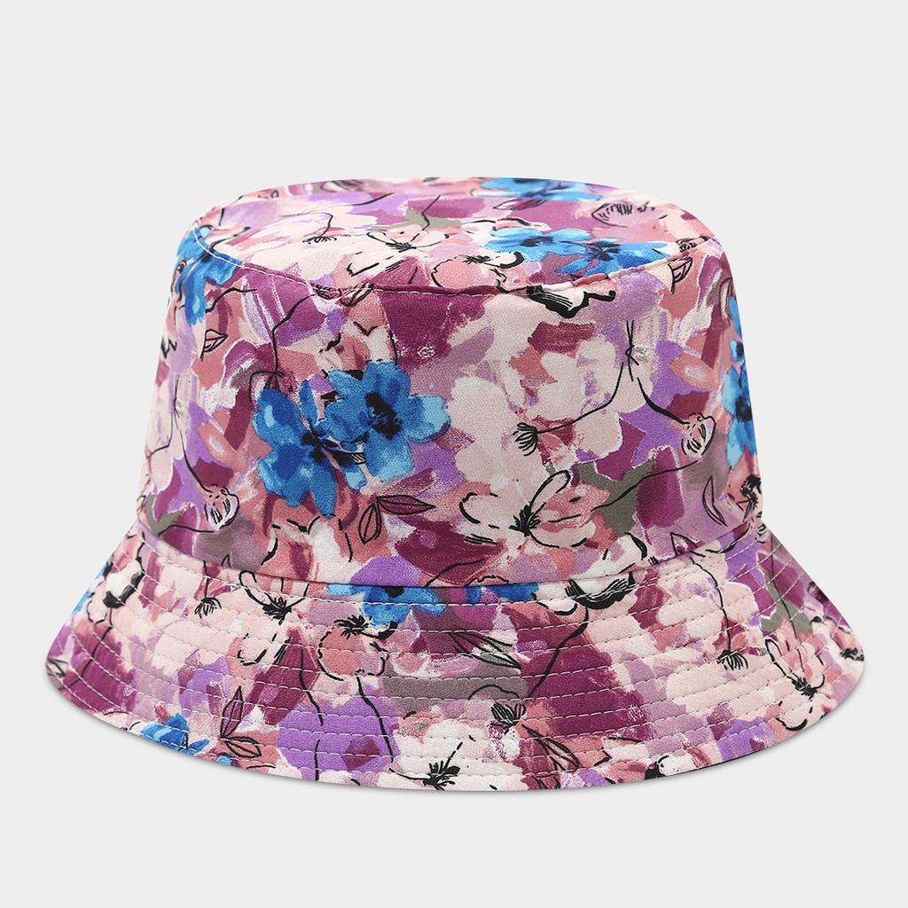 Women's Flower Pattern Foldable Bucket Hat UV Protection Wide Brim Sunshade Outdoor Spring Summer Hat