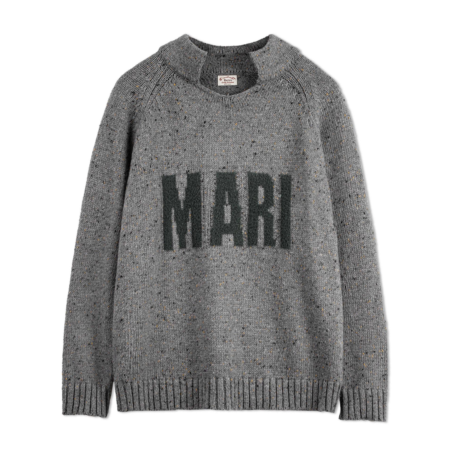 Madden Workwear Men s Retro Grey Jacquard Stand Collar Pullover Sweater for Autumn/Winter Extra Large