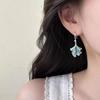 Synthetic Rhinestone Ginkgo Ear Pendant Double-layer Sweet Earrings Jewelry Ginkgo Earrings  Party