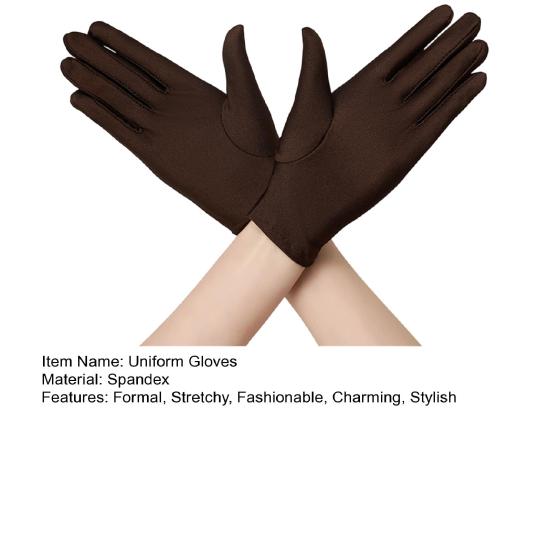 1 Pair Unisex Uniform Gloves for Men Women Wrist Length Stretchy Spandex Gloves Banquet Wedding Party Short Gloves for Formal Tuxedo Guard Costume