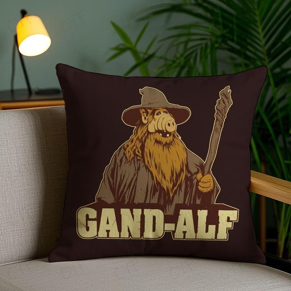 Tv Series Alf Pillow Case Anti-Dustmite Pillowcase Invisible Zipper Silky Short Plush Sofa Cushion Cover