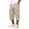 Pantaloni Cargo da Uomo a Maglia 3/4 | Vita Elastica con Coulisse Vestibilità Larga Pantaloni da Lavoro per Uso Quotidiano