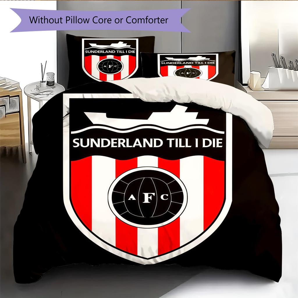 Sunderland AFC Pattern Bedding Home Decoration Birthday Gift (1 * duvet cover + 2 * pillowcase, without core)
