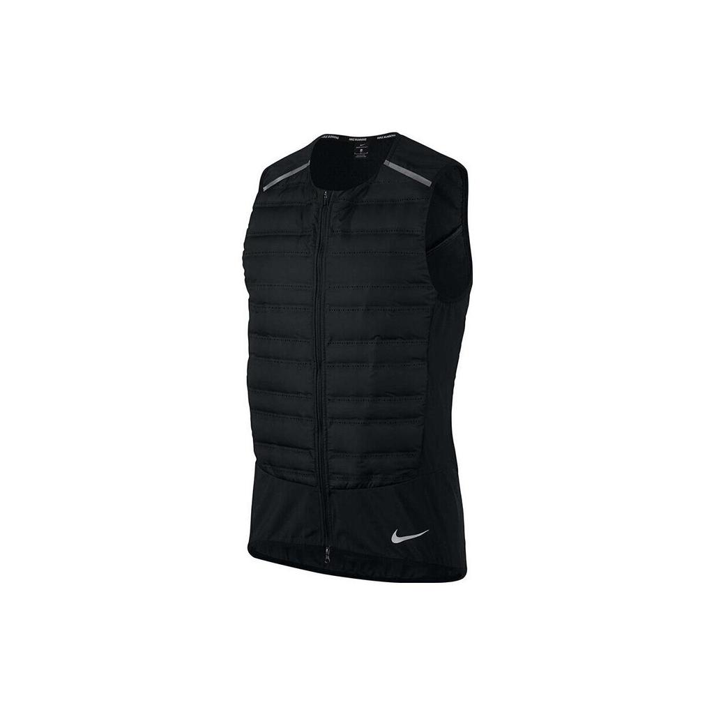 Nike Spliced Design Brand Logo Print Solid Color Stand Collar Down Vest Men Outerwear Black 859273-010