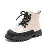 Girls short boots single boots cowhide 2025 autumn and winter new children's Martin boots velvet warm middle and older children's cotton boots