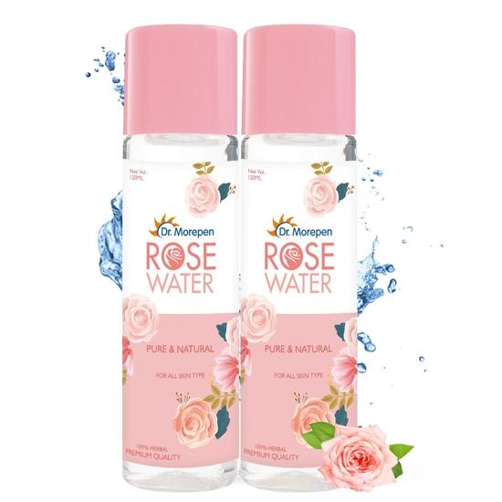 Dr. Morepen Rose Water - Pure & Natural | 100% Herbal, High in Vitamin A & C, Good For All Skin Types | Natural Rose Water - Pack of 2 (120 ml each)