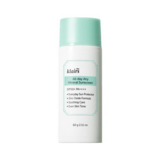 KLAIRS All-day Airy Mineral Sunscreen SPF50+ PA++++ Lightweight UV Protection 60g