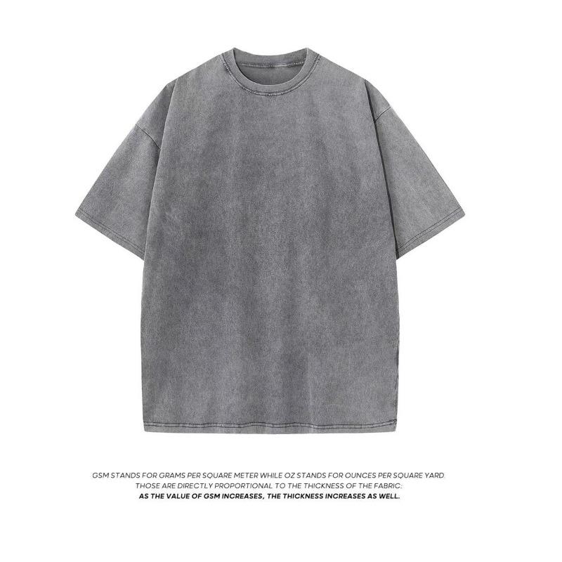 Heavy Fabric Vintage Men Oversized Tees 2026 Summer Short Sleeve Casual O Neck Man Tshirt Acid Washed T-shirts Tops