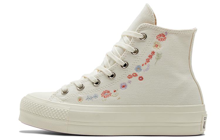 Chuck Taylor All Star Wmns Converse Lift Platform Embroidered Floral - Egret Women s A01586C 35