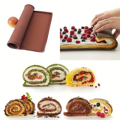 1PC Tapis Multifonctionnel en Silicone pour Gâteau Roulé Plateau de Cuisson Moule à Pâtisserie pour Gâteau Roulé Suisse Outil de Cuisine
