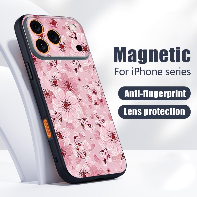 Full Screen Peach Blossoms Case For iPhone 17 Pro Max Magnetic For Magsafe Skin Feeling Cover For iPhone 16 15 14 13 Pro Max