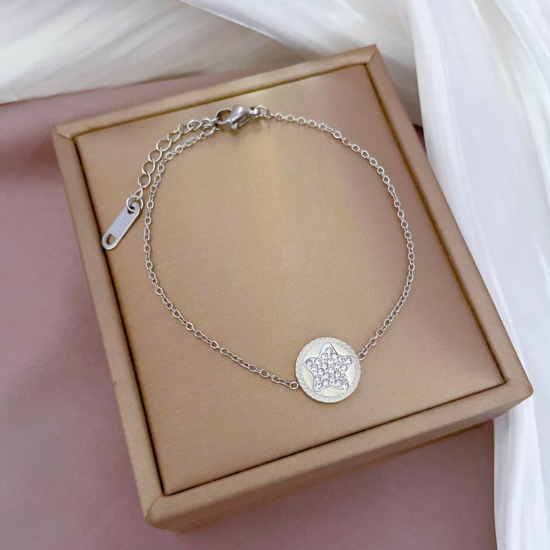 

Dongmen Personalized Disc Pentagram Full Diamond Chain Bracelet Female Retro Girlfriend