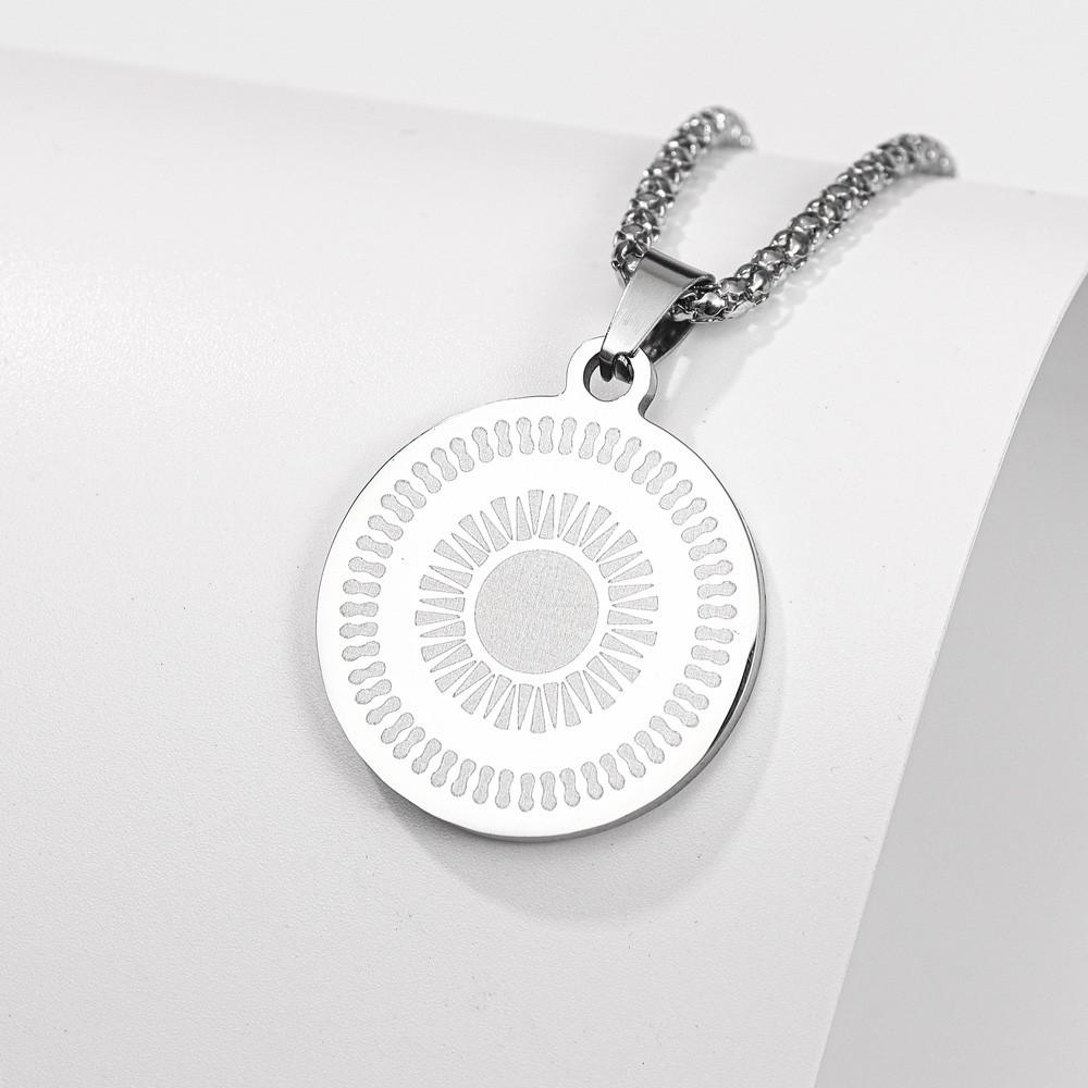 Exquisite Plated Sun Disc Engraved Sun Pendant Sun Charm Necklace Sunshine Pendant Necklace