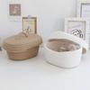 Panier de rangement de bureau tissé à la main avec couvercle Organisateur pour télécommande Cosmétiques Articles divers Boîte