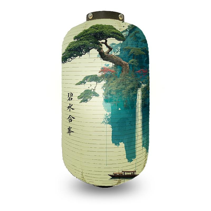 Chinese Pine Tree Scenery Pattern Lantern Outdoor Traditional Cylinder Lantern Wedding New Year Festival Decoration Lantern