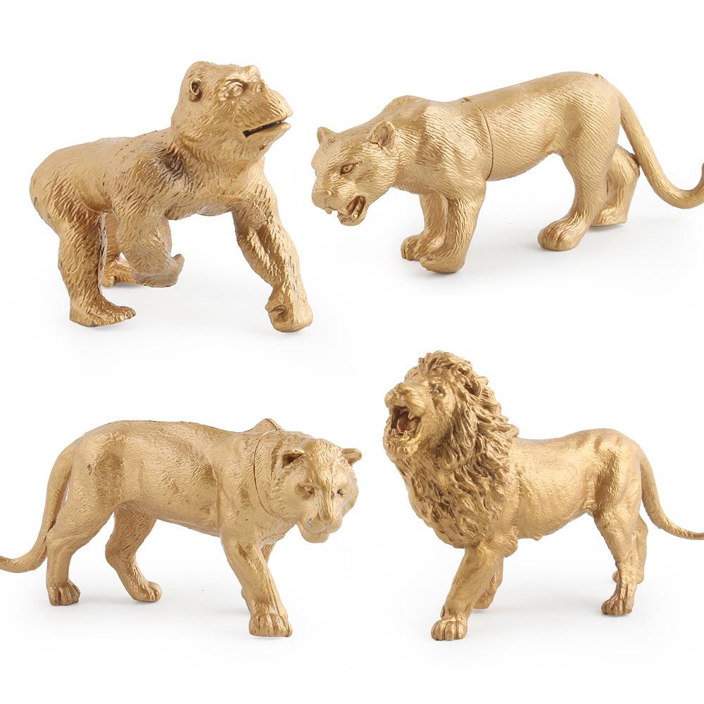 Direct Supply Gold Version Simulation Zoo Model Ornament Lion Giraffe Elephant Gift Ornament Gift