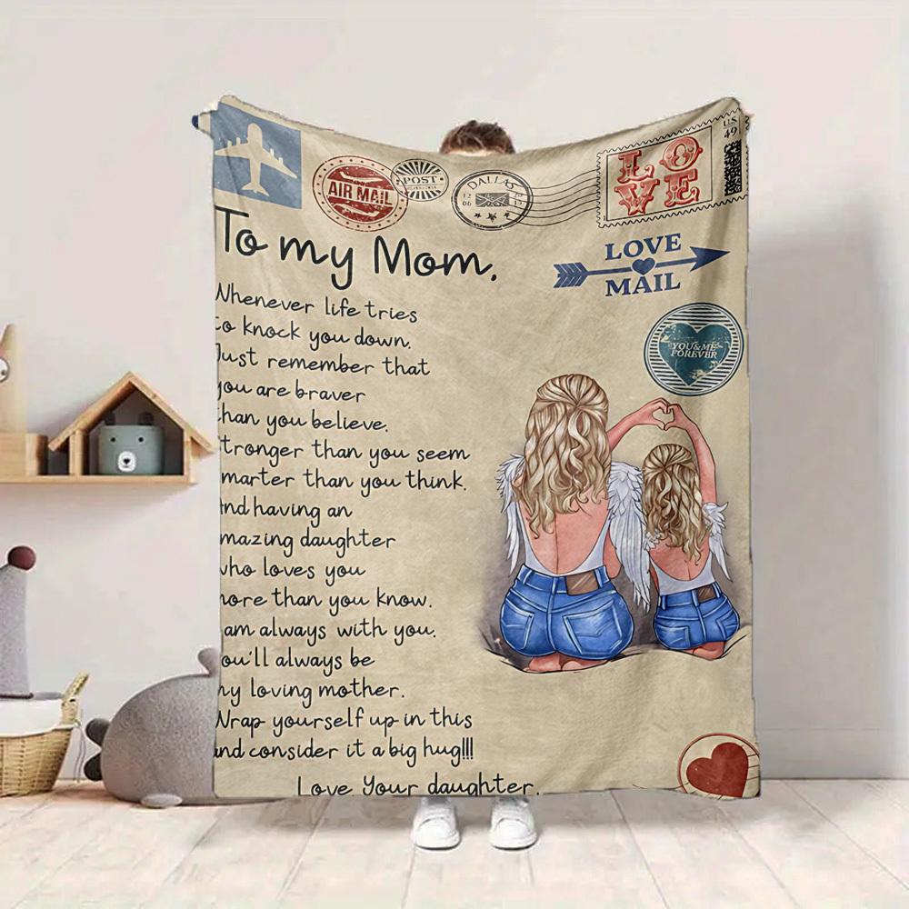 1pc Letter To Mom Pattern Soft & Warm Polyester Knit Blanket, Digital Printed, All-Season Throw for Napping, Traveling, Sofa yy250906031