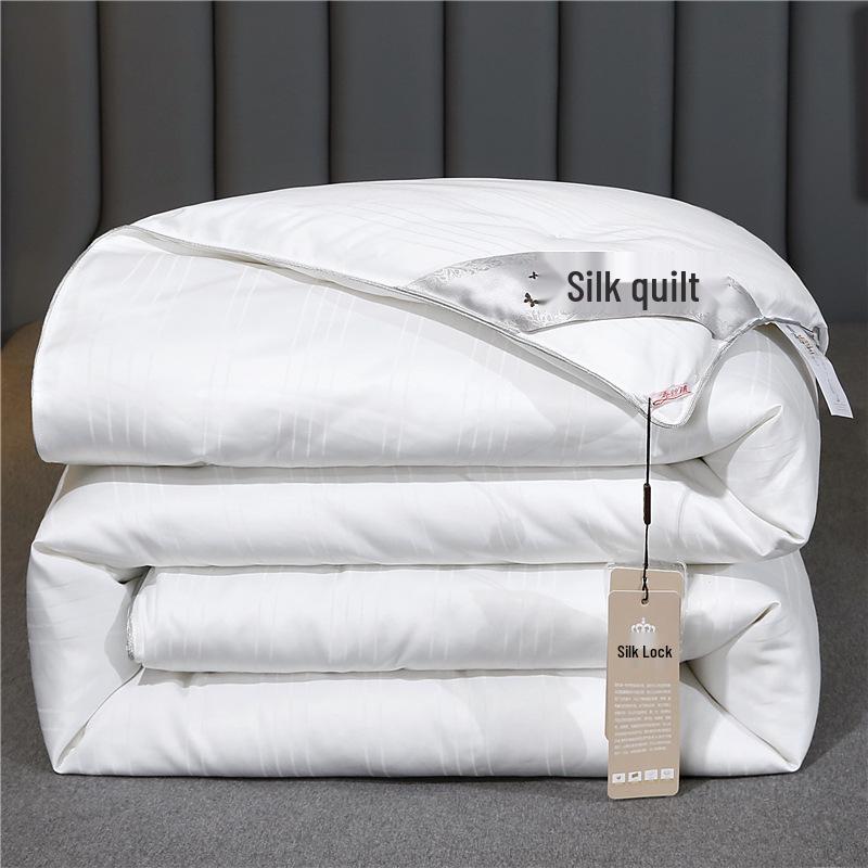 100% Cotton Jacquard Mulberry Silk Quilt - All-Season Double Quilt for Spring, Autumn, Summer & Thickened Winter Options