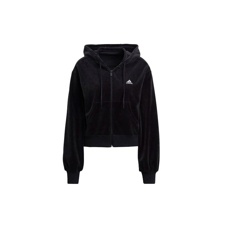 adidas Women s Black Cropped Velour Zip-Up Hoodie H25101 S