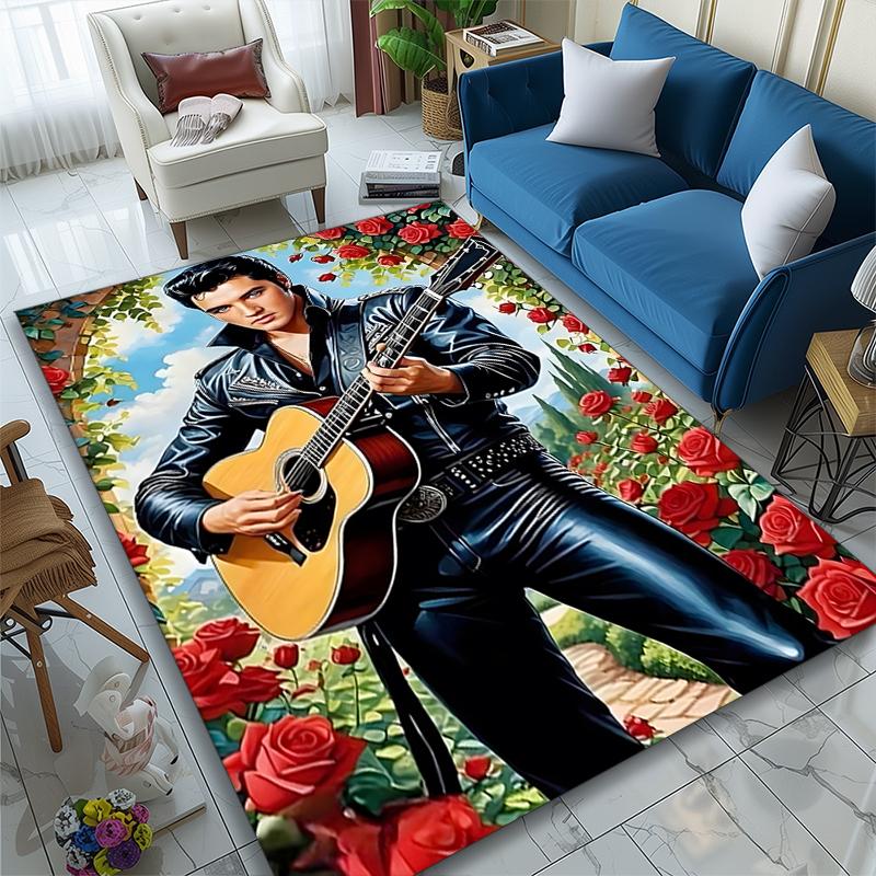 1pc Elvis Presley Guitar Printed Chair Rug for Home Office Use, Living Room Kitchen Game Room Area Carpet